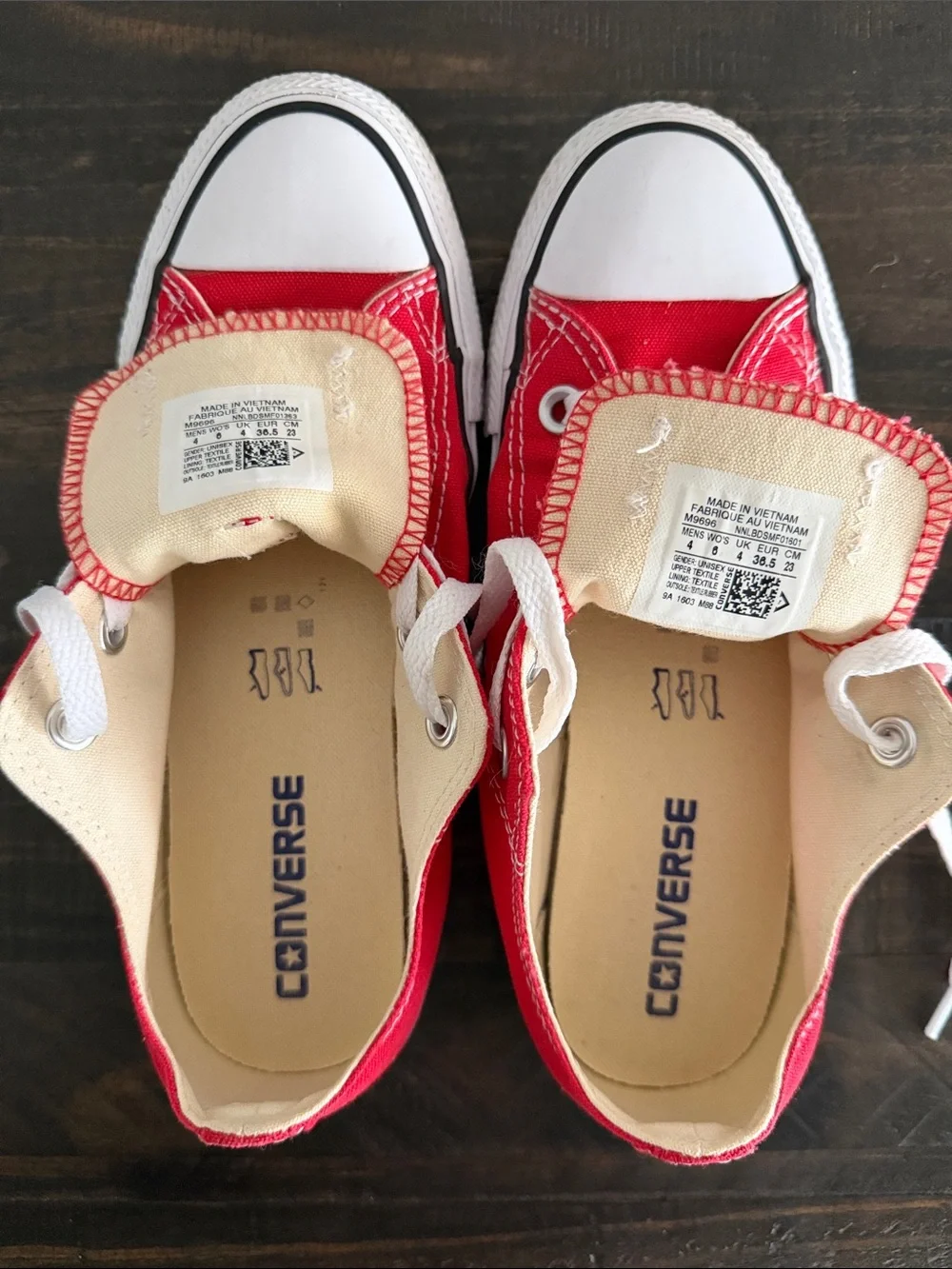 Converse Red Chuck Taylor Low Top Canvas Sneakers Womens Size 6 - Picture 7 of 8